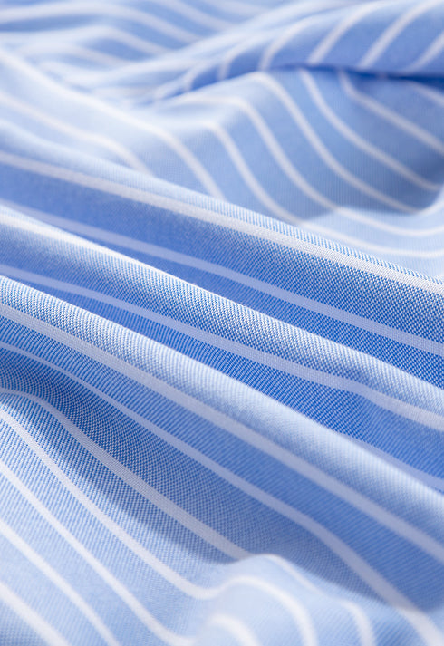 Sky Blue Striped Bowknot Detail Puffy Sleeve Top and Shorts 2Pcs Set